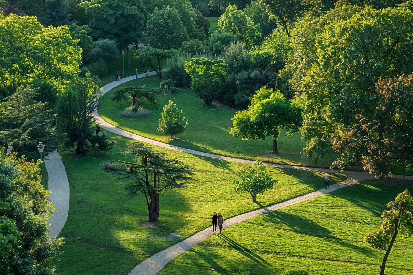Vue panoramique des espaces verts luxuriants et parcs paisibles à Boulogne-Billancourt offrant une oasis de tranquillité en ville